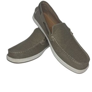 Tommy Hilfiger Irving Men's Olive Brown Canvas Slip On Casual Boat Shoe Size 12